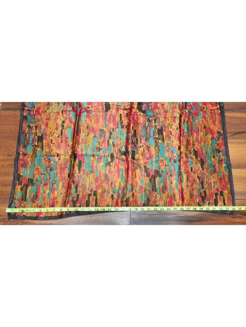 Vintage Anne Klein Silk Scarf 38x35 Abstract Multicolor Signed Square Wrap